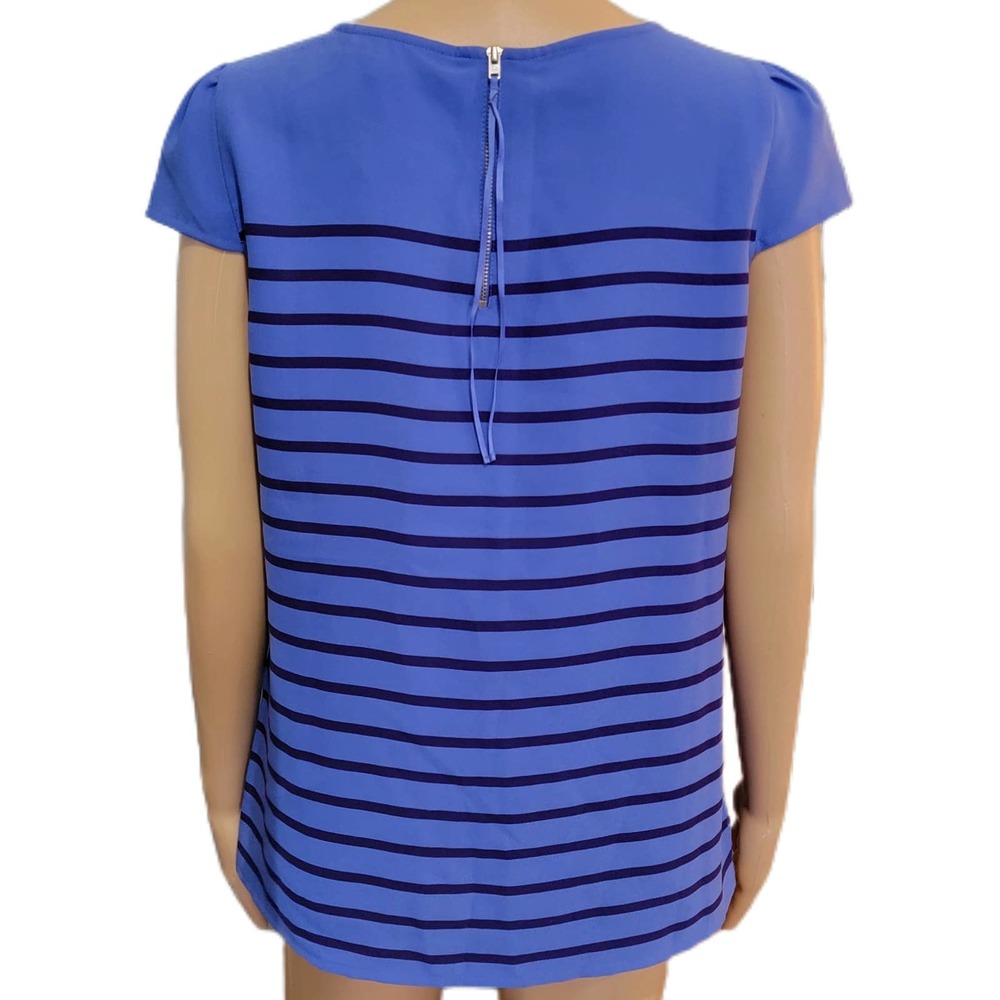 LOFT Periwinkle Blue Striped Blouse Small NWT - Picture 4 of 5
